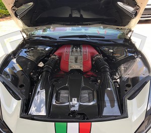 Ferrari 812 Superfast carbon fiber engine bay covers with OEM Stickers