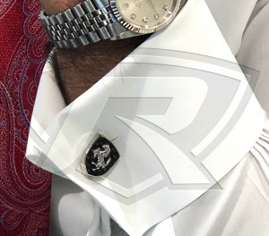 Carbon Fiber Cufflinks with Cavallino Lapel Pin